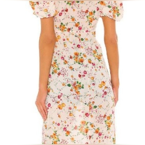 Revolve x House of Harlow 1960 Maeve Midi Floral Top Puff Sleeves Leg Slit S - Picture 10 of 16